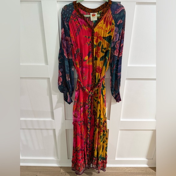 Farm Rio River Creatures Mixed Print Maxi Dress + Slip Size L - Picture 6 of 14